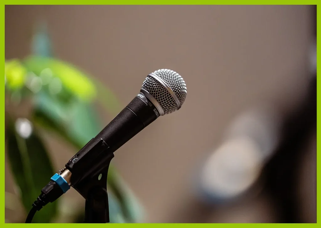 スタンドに設置されたマイク
