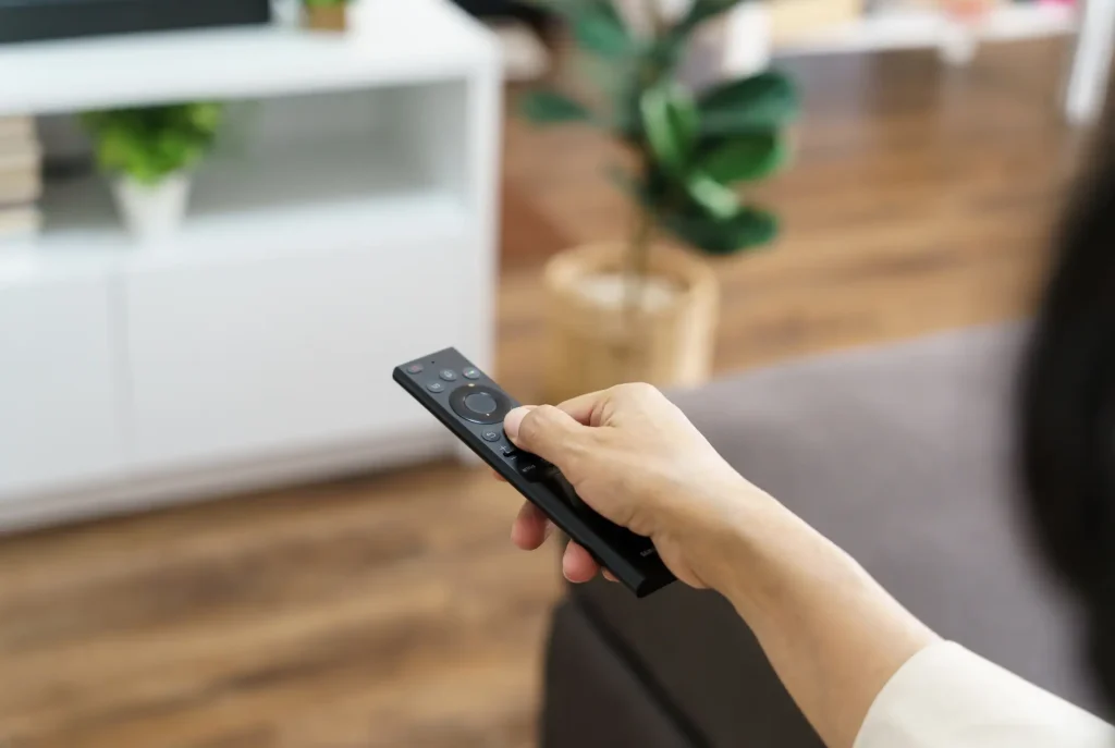 リモコンを持つ手